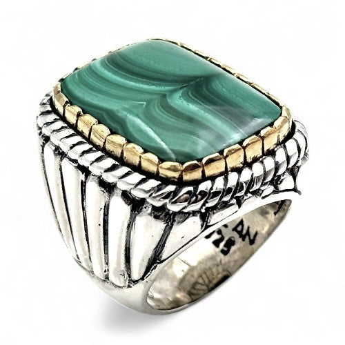 Bague en argent 925 et malachite BM1 Bague en argent 925 et malachite BM1